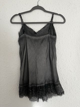 Camiseta Lencera Encaje Negro/Gris