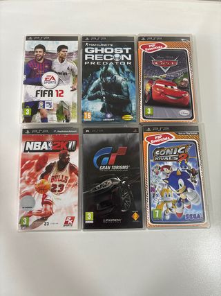 Pacchetto di 6 giochi per PSP: FIFA, NBA, Gran Turismo, Sonic