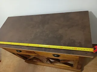 Mueble de cocina rústico madera y cristal