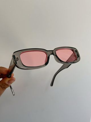 Occhiali da sole vintage resina grigia lente rosa