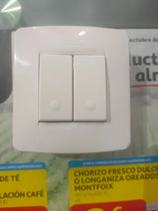 Conmutador + Interruptor Doble Ticino Blanco