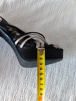 Zapatos tacón negros plateado talla 38 mujer