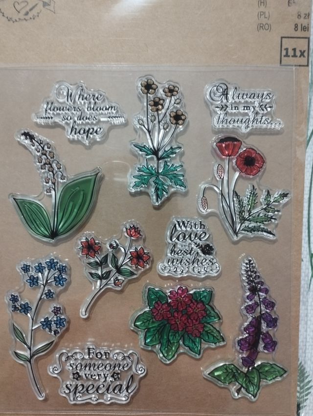 Sellos transparentes florales para manualidades