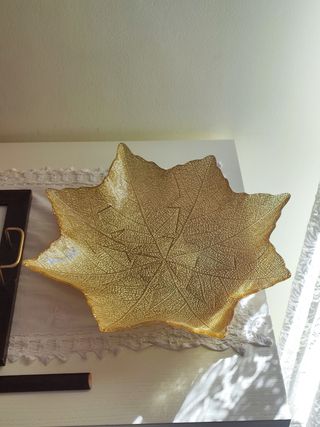 Centrotavola foglia oro in vetro