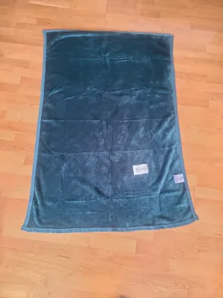 Manta de sofá de pelo verde.