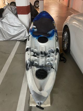 Kayak de pesca con remo, carro y chaleco