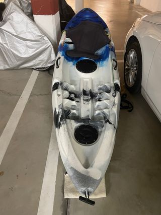 Kayak de pesca con remo, carro y chaleco