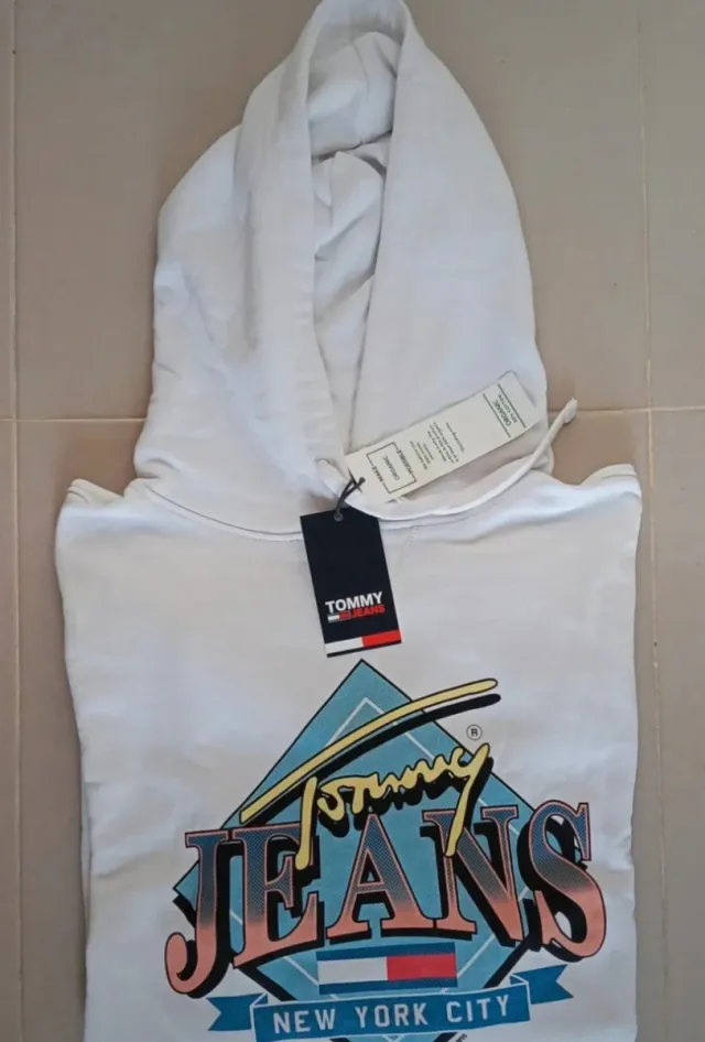 Sudadera Tommy Jeans XL Blanca Estampada
