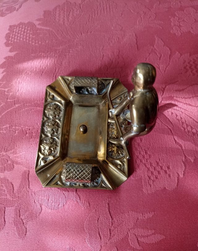 Antigua Escultura Hockey Art Decó Bronce