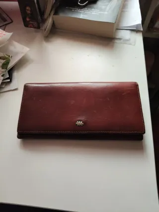 Cartera billetera de cuero marrón