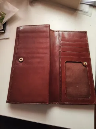 Cartera billetera de cuero marrón