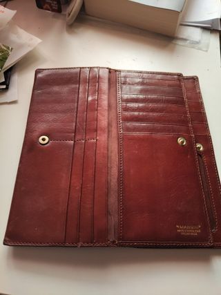 Cartera billetera de cuero marrón