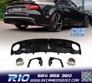 DIFUSOR AUDI A7 16-18 LOOK RS7 + COLAS ESCAPE NEGRO BRILLO