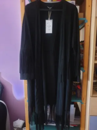 Cardigan Zara negro con flecos talla única