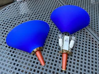 Coppia Applique Vintage Vetro Blu e Legno