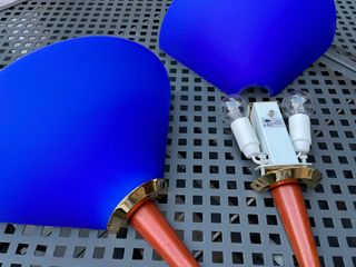 Coppia Applique Vintage Vetro Blu e Legno