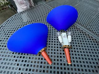 Coppia Applique Vintage Vetro Blu e Legno