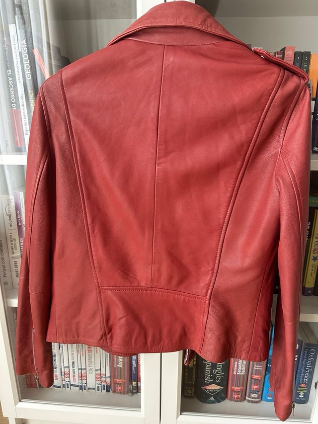 Chaqueta Biker Piel Roja Mango