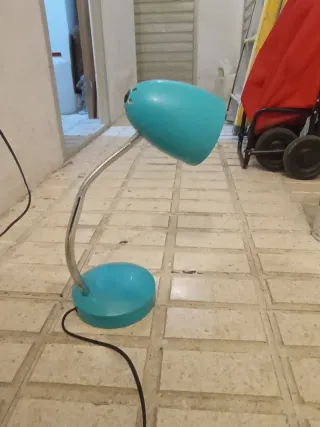 Lámpara Flexo Escritorio Azul y Plata