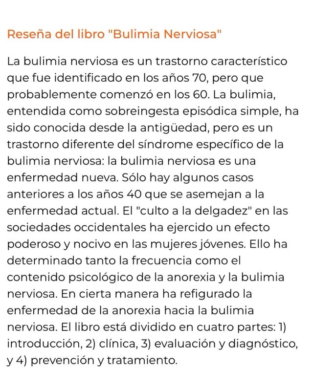 Bulimia nerviosa: perspectivas clínicas actuales