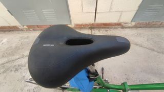 Bicicleta plegable antigua señora verde