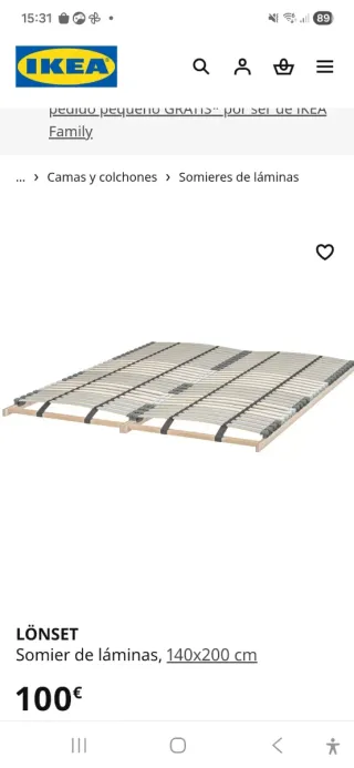 Somier IKEA 1.40 x 2.00