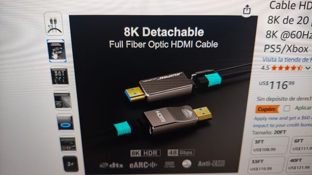 Cable Fibra Óptica HDMI RUIPRO 6M