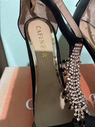 Sandali gioiello Cafè Noir neri e oro