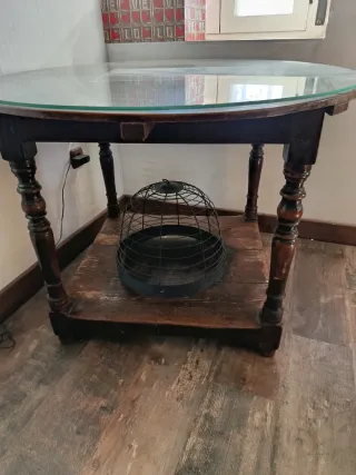 Mesa camilla redonda madera.
