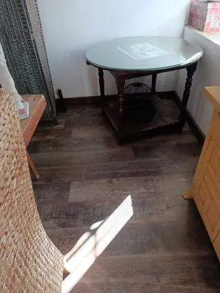 Mesa camilla redonda madera.