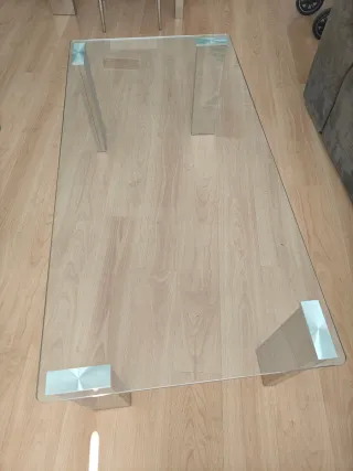 Mesa de centro cristal y metal