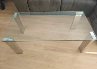 Mesa de centro cristal y metal