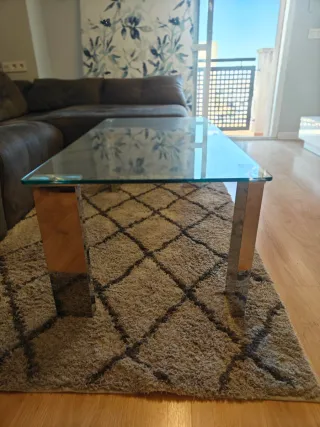 Mesa de centro cristal y metal