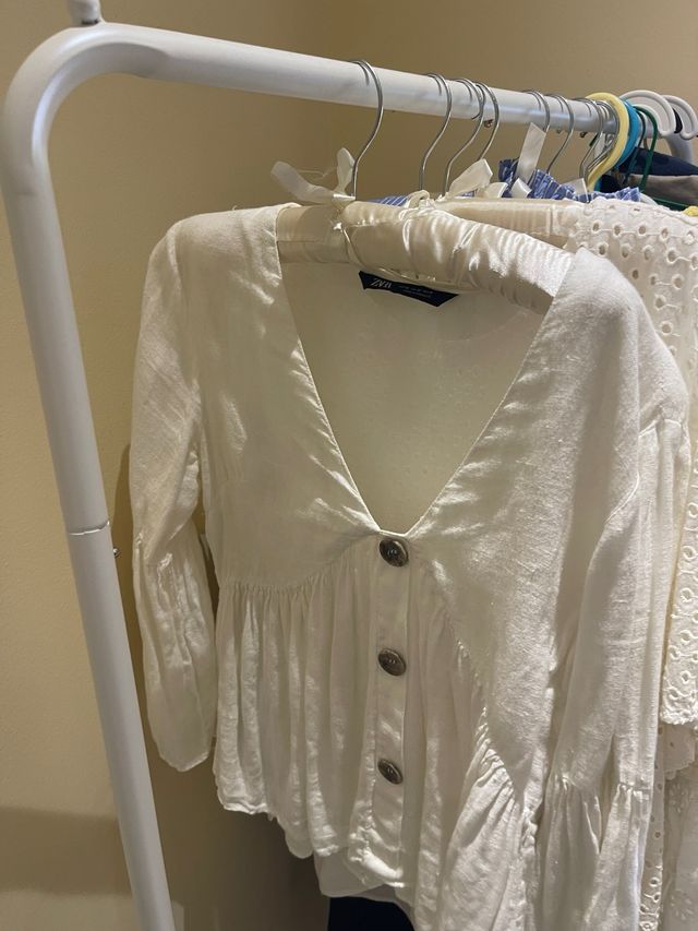 Camisa Zara Lino Blanca