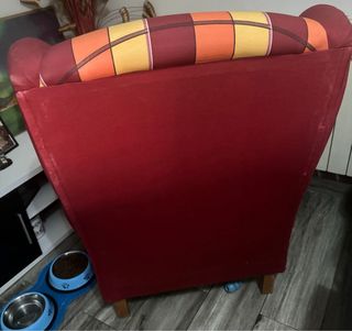 Sillón orejero tela cuadros
