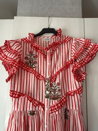 Vestido Coosy Rayas Rojas y Flores