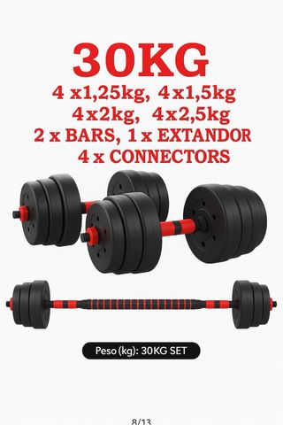 Set Mancuernas y Barra 30KG