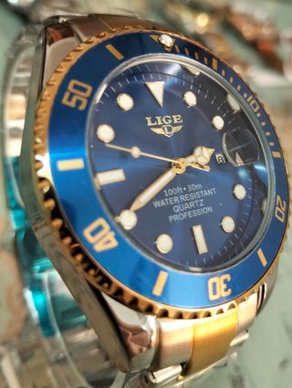 Reloj LIGE Hombre Azul y Dorado