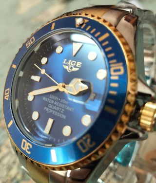 Reloj LIGE Hombre Azul y Dorado