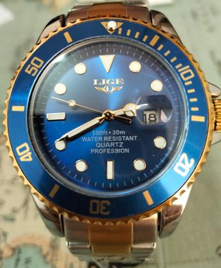 Reloj LIGE Hombre Azul y Dorado