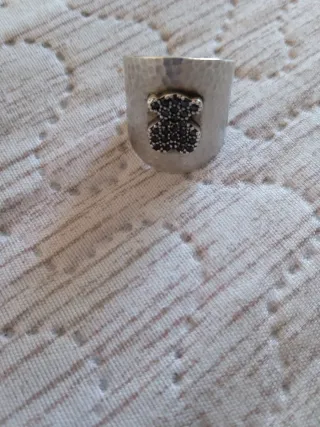 Anillo Tous Oso Negro Plata