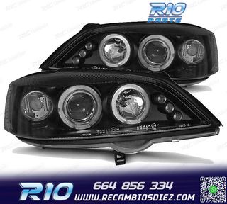 FAROS OPEL ASTRA G 97-04 OJOS ANGEL + LED FONDO NEGRO
