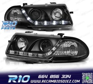 FAROS OPEL ASTRA F 91-94 LUZ DIURNA LED FONDO NEGRO