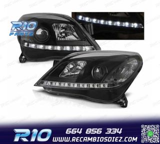 FAROS OPEL ASTRA H 04-09 LUZ DIURNA LED FONDO NEGRO