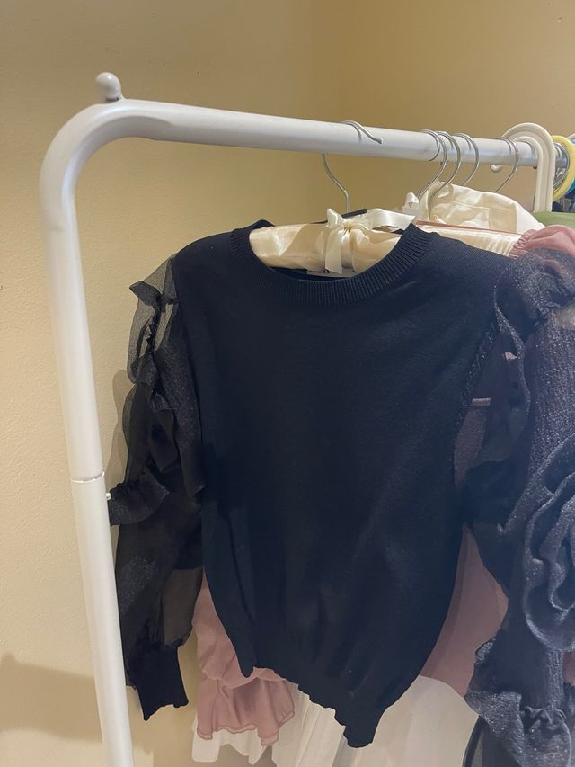 Jersey Zara manga transparente volantes