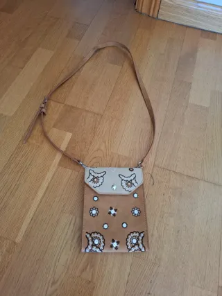 Bandolera Desigual Beige y Marrón.