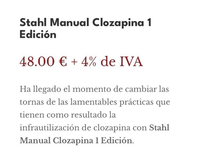 Manual de clozapina: Manuales Stahl