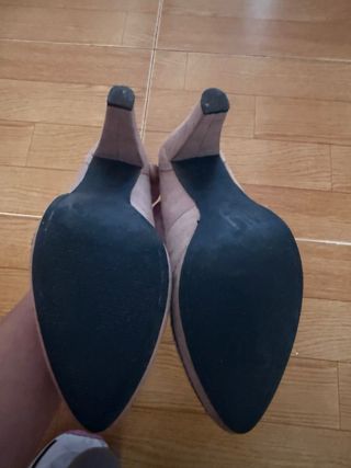 Zapatos tacón bordados, rosa palo con plataforma