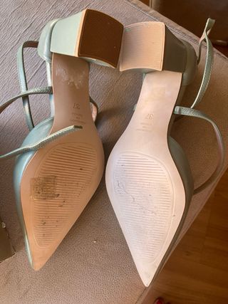 Zapatos altos LATOUCHE verde piel n- 37 Nuevos!!