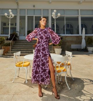 Vestido Lady Pipa Talla S Floral Morado